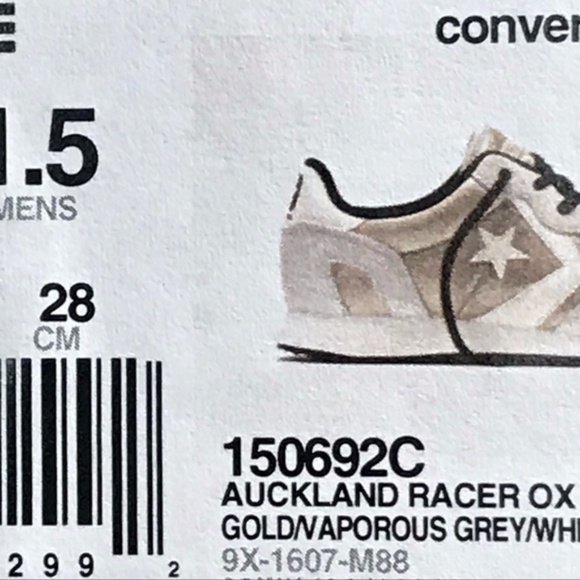 Converse Auckland Racer Ox Gold Vaporous Grey White Shoes - Picture 8 of 8
